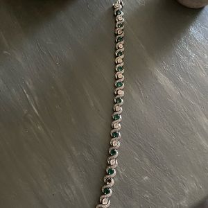 Emerald pave tennis bracelet sterling silver